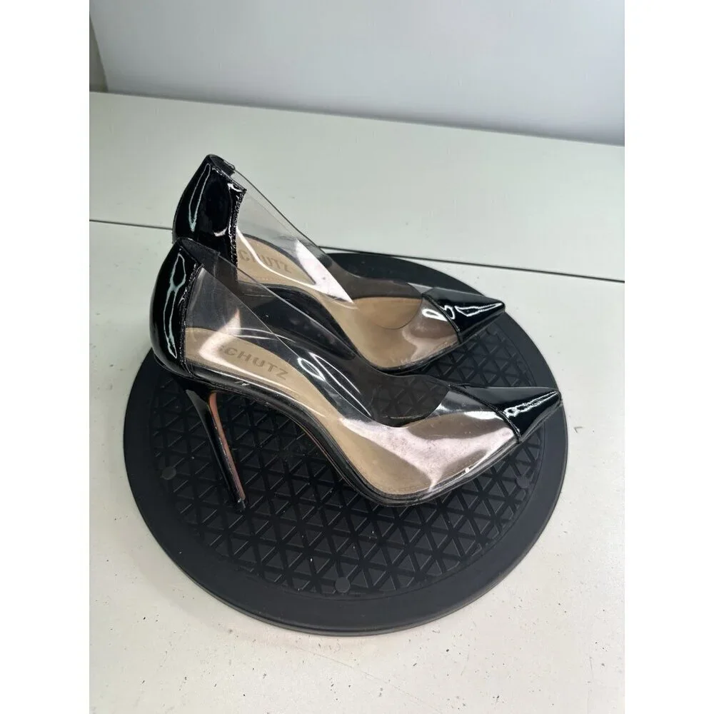 Schutz Cendi High Heel Women Dress Black Clear Pumps Shoes Size 6B